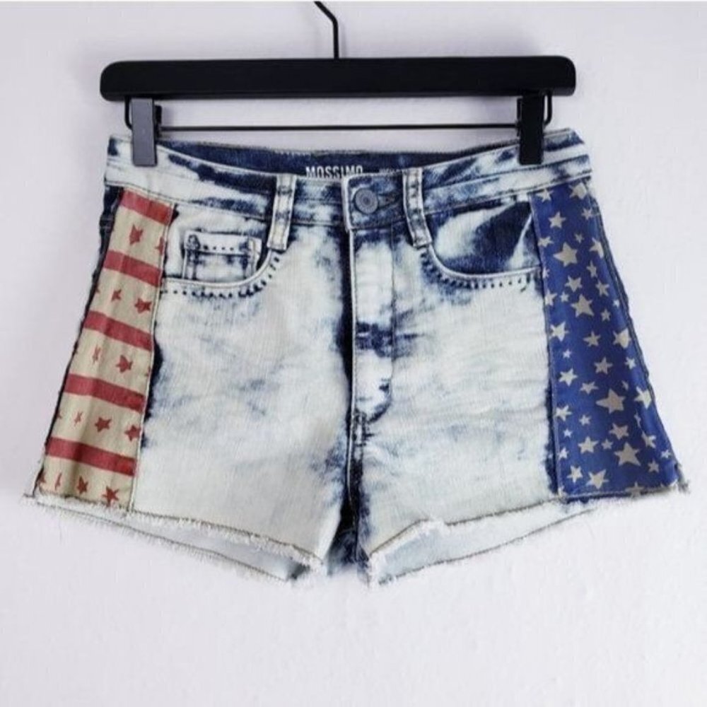 Mossimo‎ Supply High Rise Stars & Stripes Shorts Jean Shorts Patriotic Shorts - Picture 2 of 7